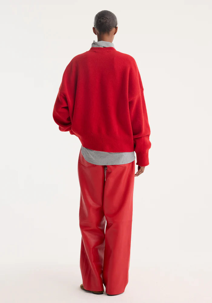 Baggy Leather Trousers in Red