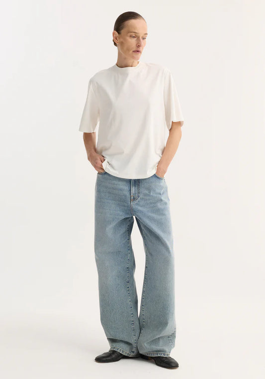 Oversized Cotton Silk T-Shirt in White