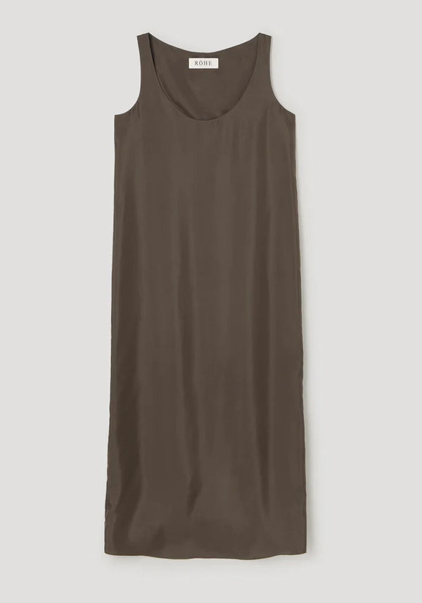 Silk Scoop-Neck Dress in Earth