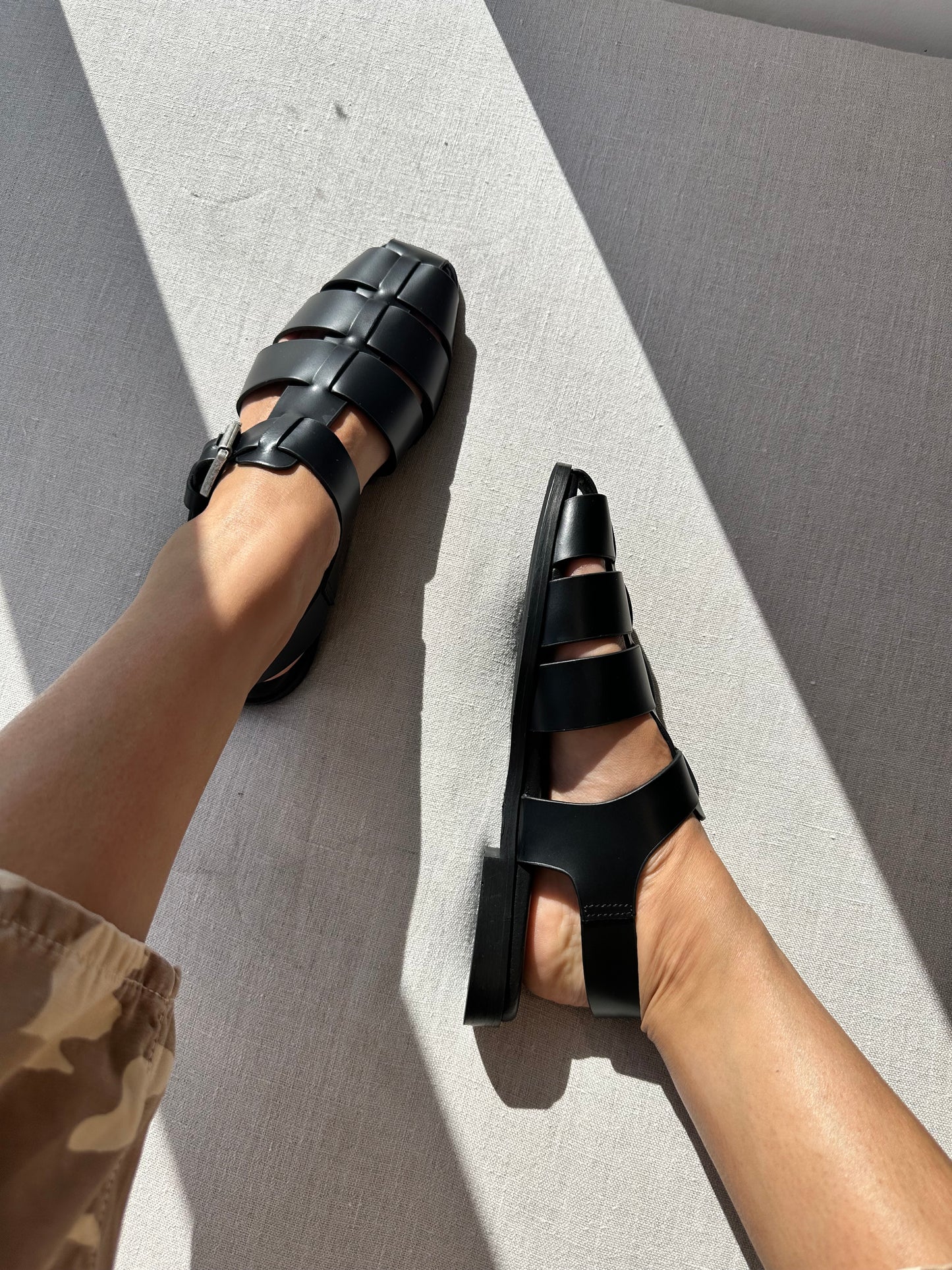 JENNA FLAT SANDAL - BLACK - BIBI LOU