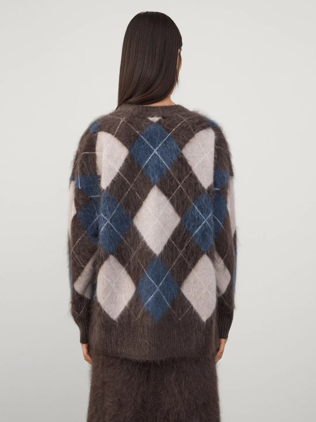 Elaria Cardigan in Wood Argyle Brushed