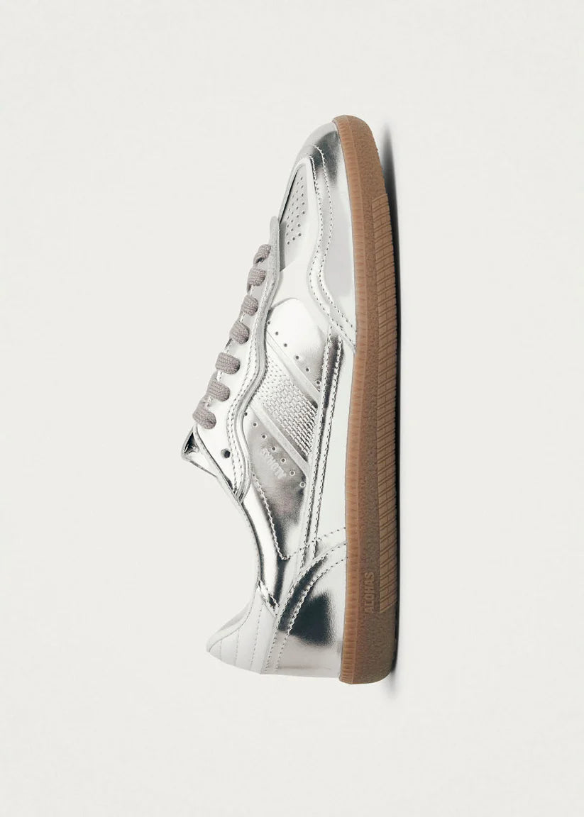 TB490  Rife Shimmer Sneakers in Silver Cream Leather