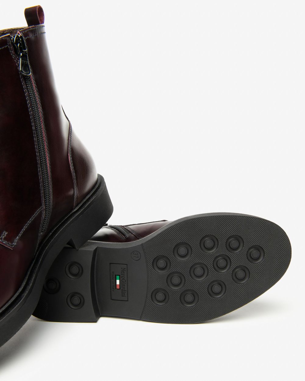 Lace Up Combat Boot in Burgundy