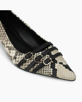 Roma Triple Buckle Heels in Snakeskin
