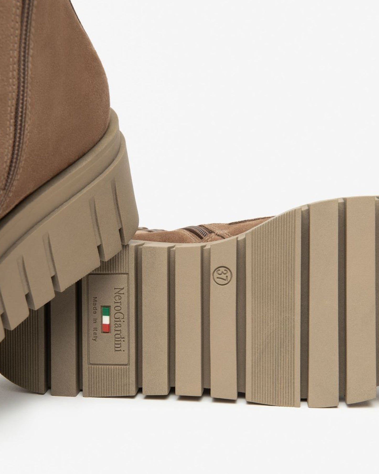 Platform Suede Lace Up Boot in Brown