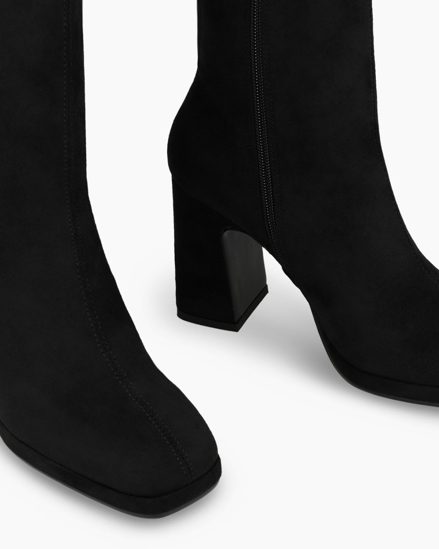 Laira Ankle Block Heel Boot in Black Suede