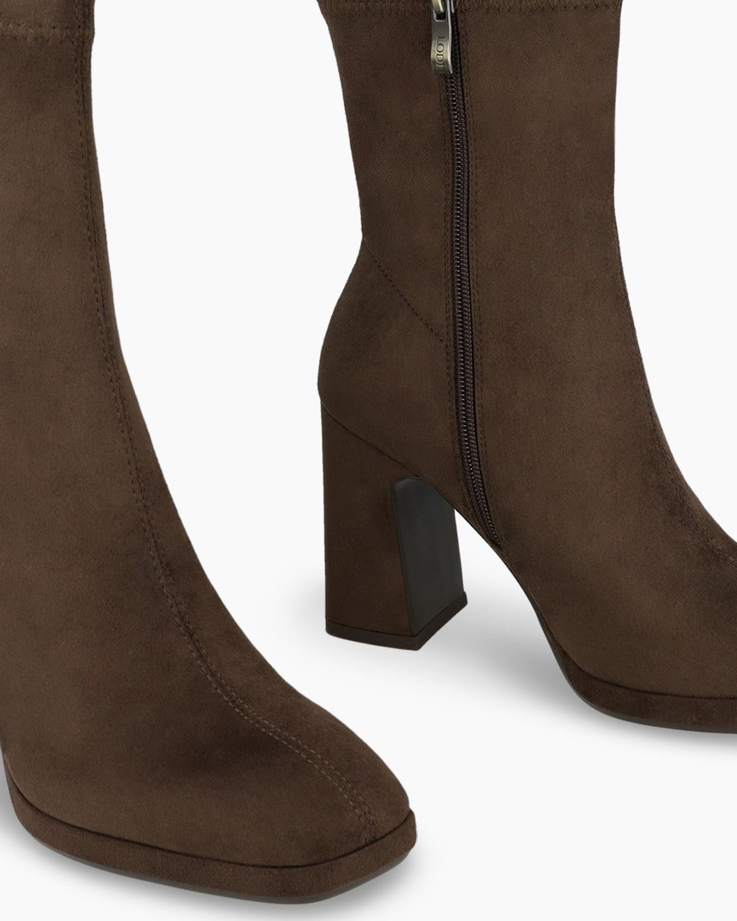 Laira Ankle Block Heel Boot in Brown Suede