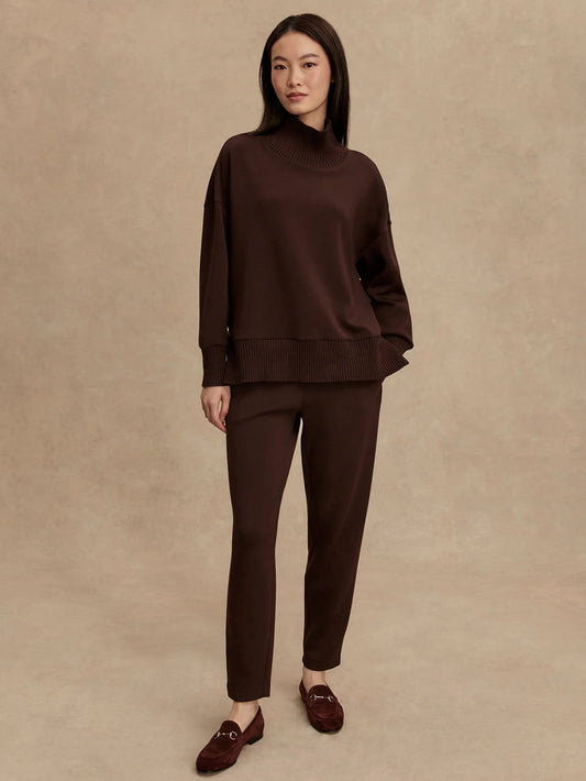 Barker High Neck Sweatshirt in Coffee Bean
