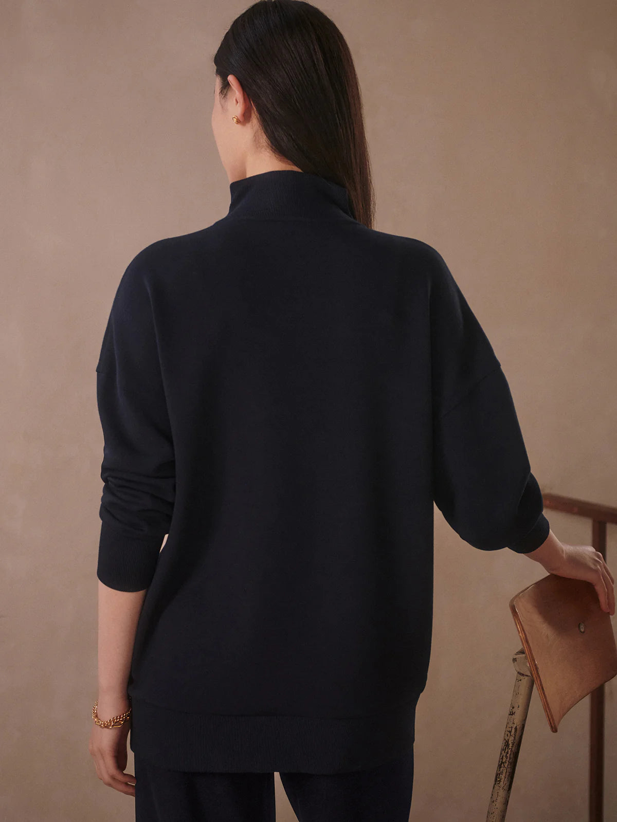 Masie Longline Sweat in Navy