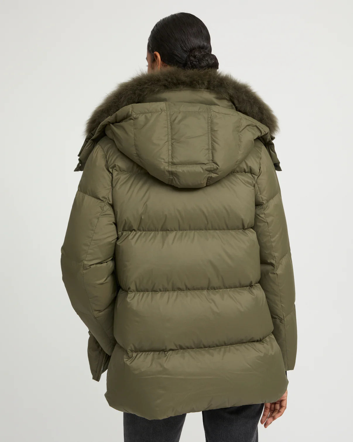 Iconic "A" Line Down Jacket with Lambswool Collar