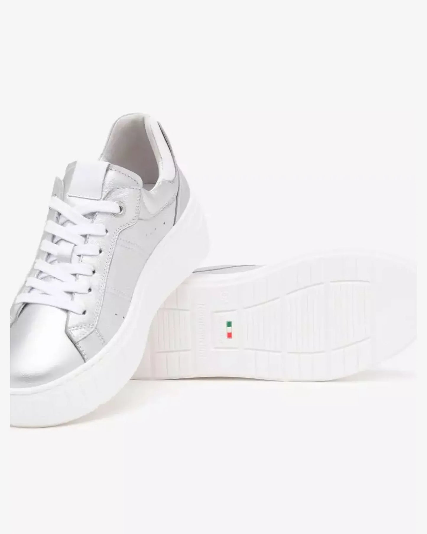 Platform Sneaker in Silver