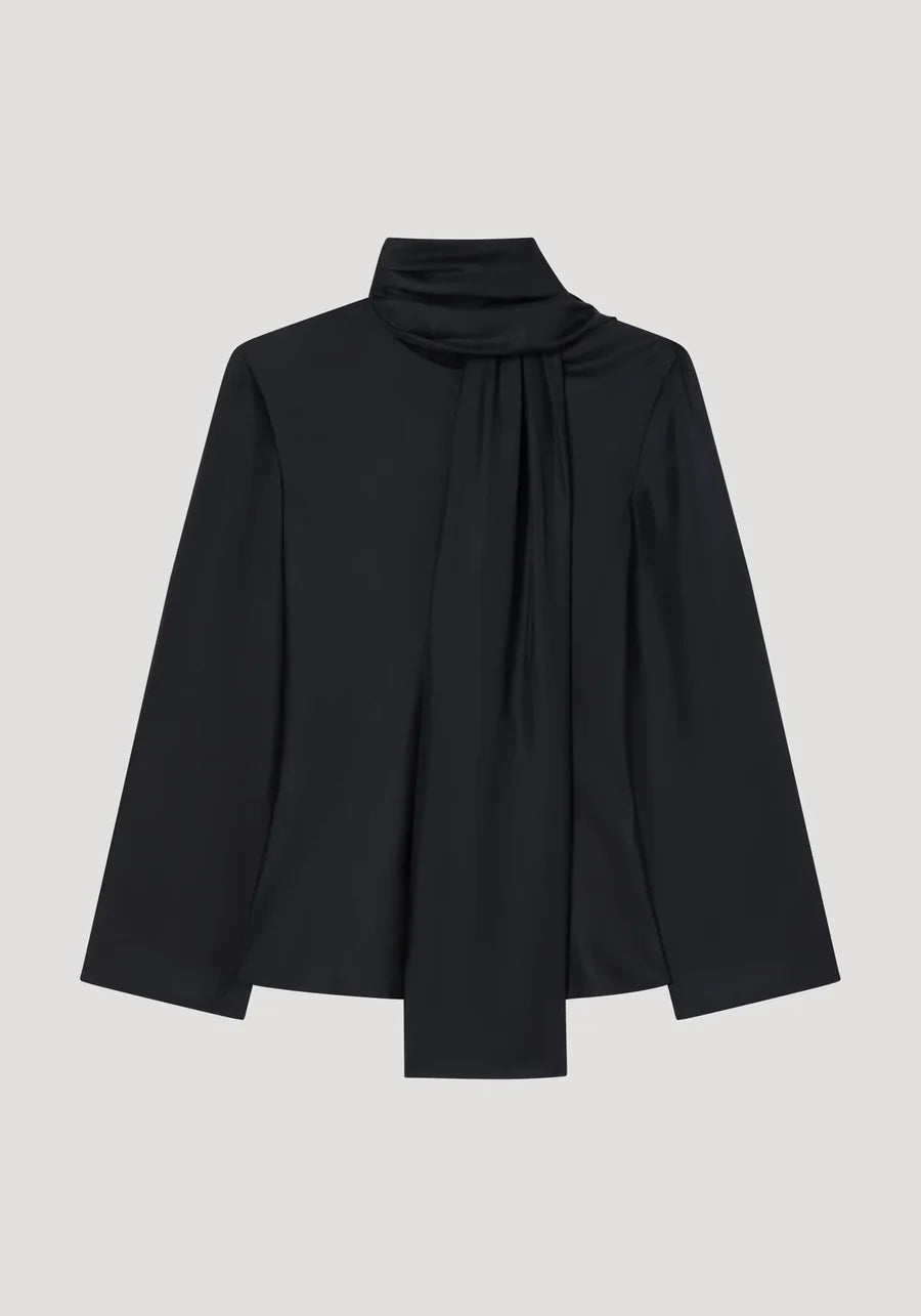 Merino Scarf Top in Black