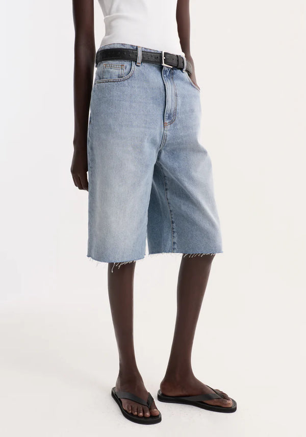 Baggy Fit Denim Shorts in Classic Blue