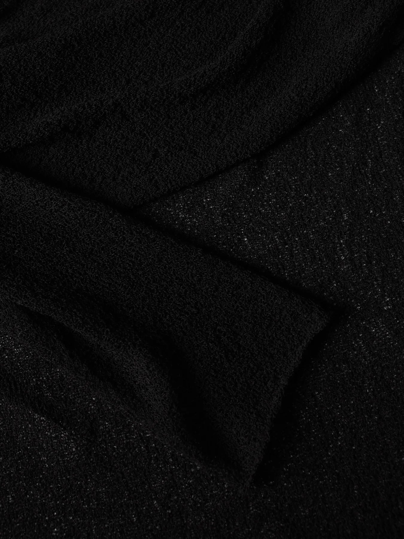 Openwork Lace-Effect Off-Shoulder Top in Black