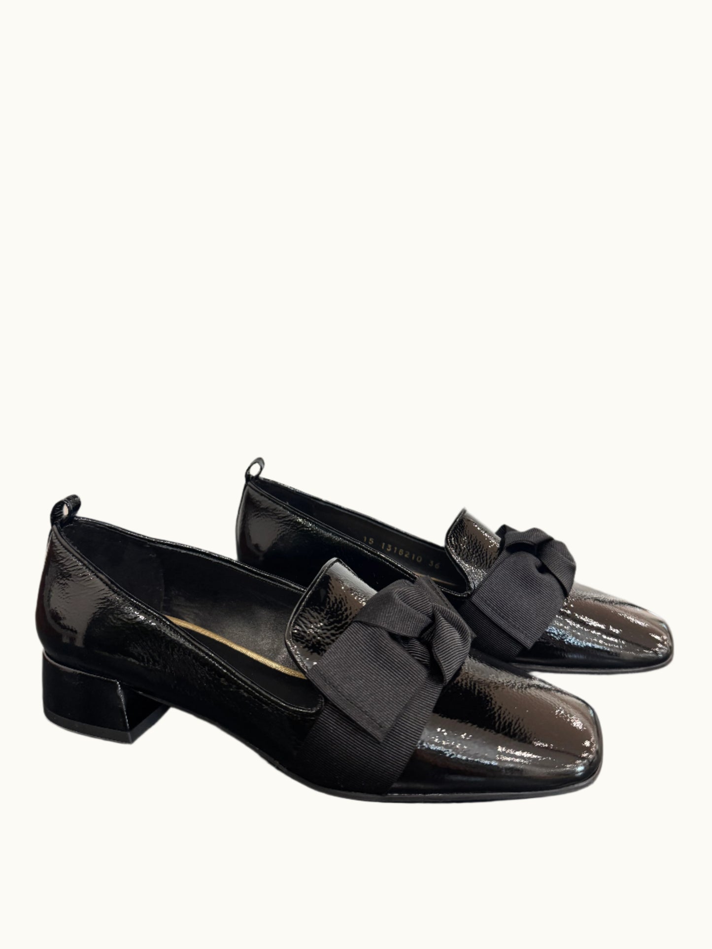 Belga Square Toe Block Heel Loafer in Black