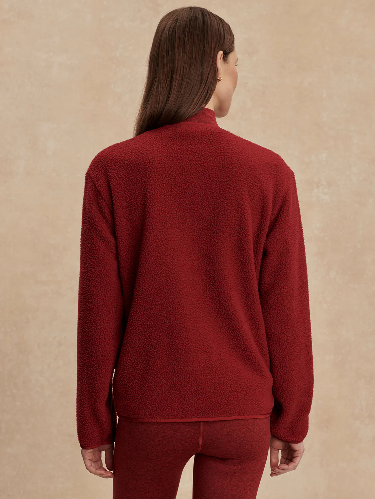 Marina Collarless Fleece in Red Dahlia