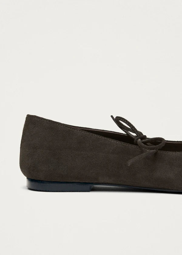 Sway Ballet Flats in Suede Coffee Brown Leather