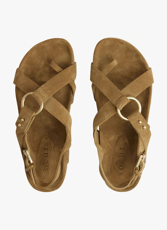 Mexico Sandals in Split Leaher in Green