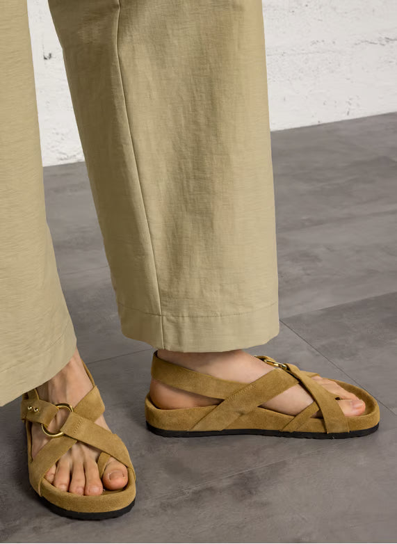 Mexico Sandals in Split Leaher in Green