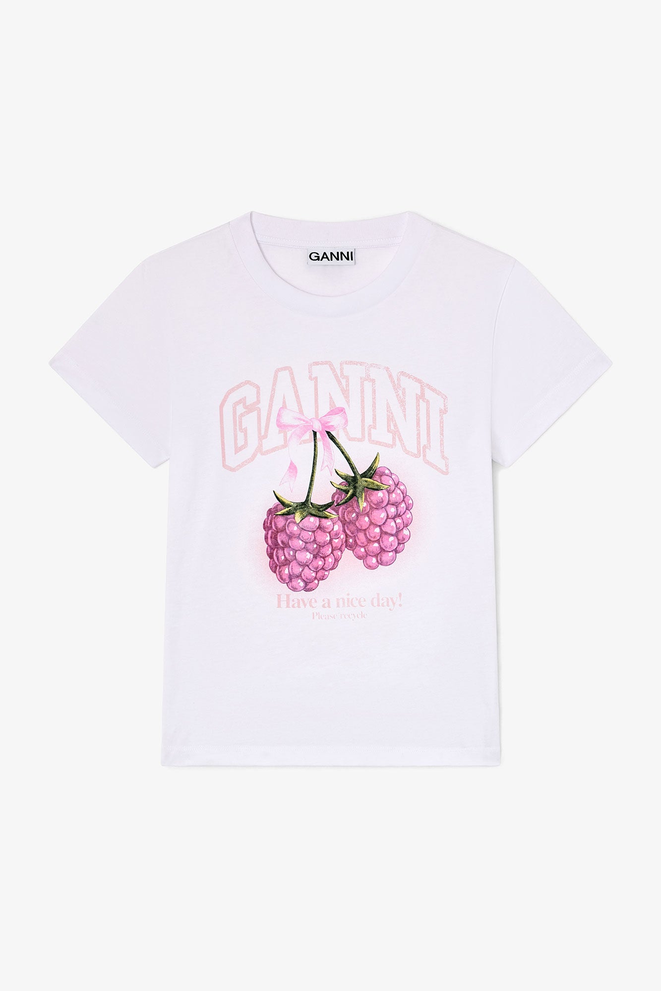 Basic Jersey Baby Fit Raspberry Tee in White