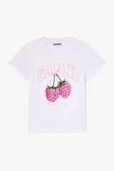 Basic Jersey Baby Fit Raspberry Tee in White