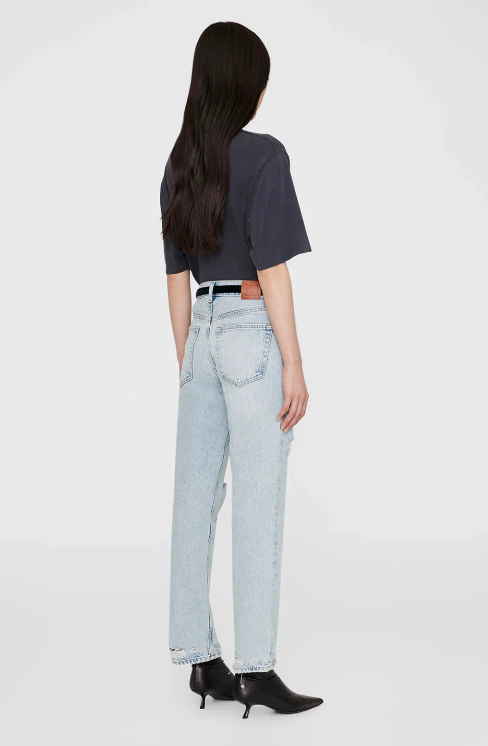AVI TEE COLLEGEIATE LEOPARD - WASHED CHARCOAL - ANINE BING