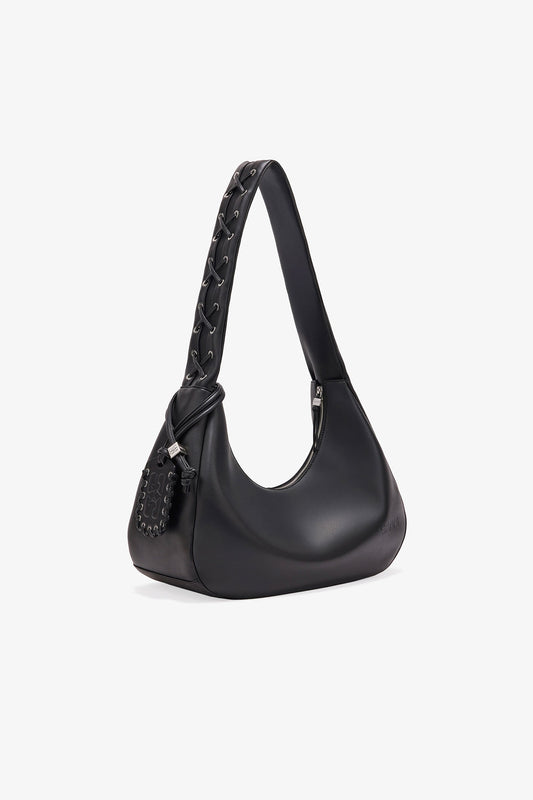 Medium Laces Hobo Bag in Black