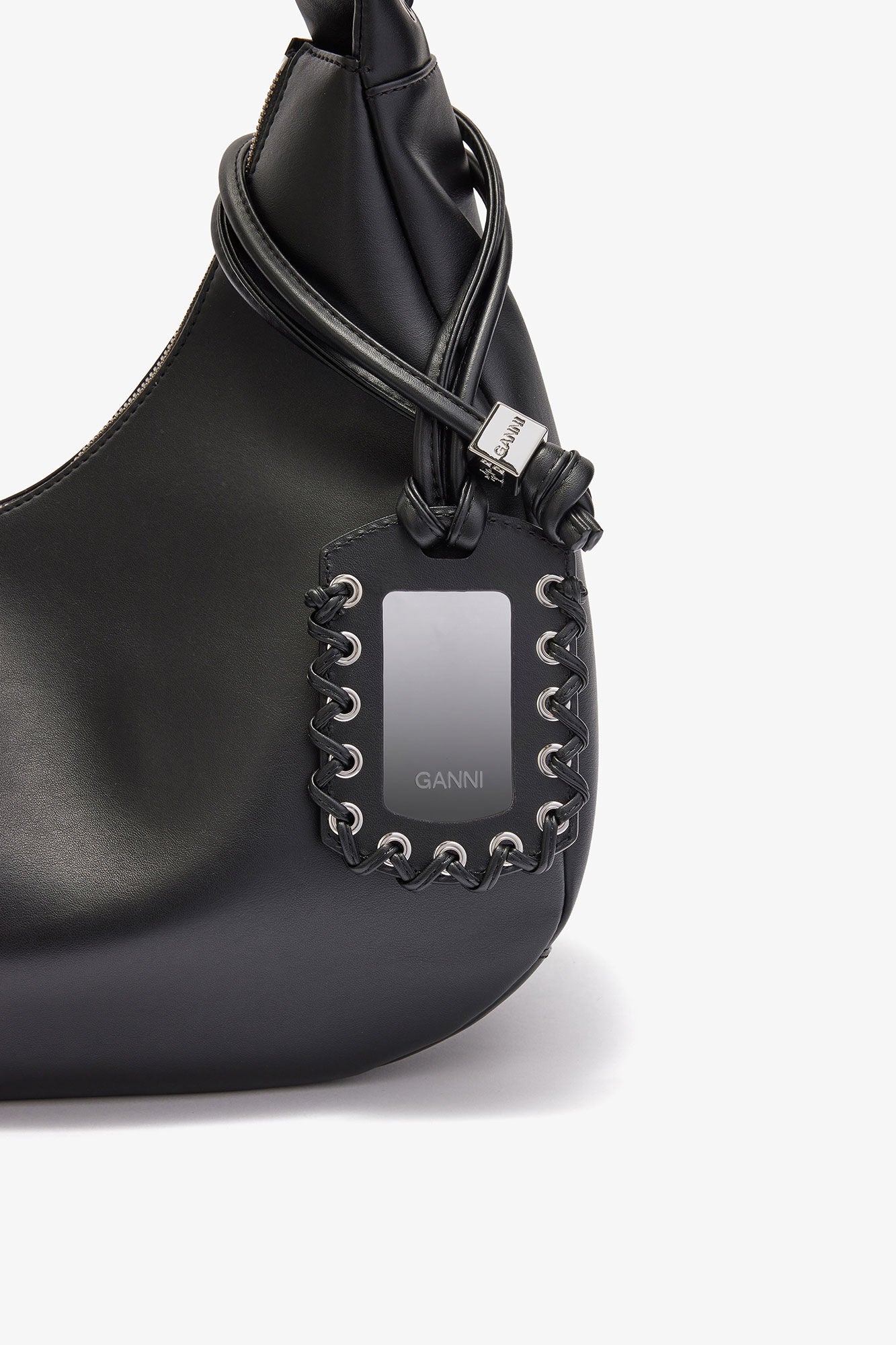 Medium Laces Hobo Bag in Black