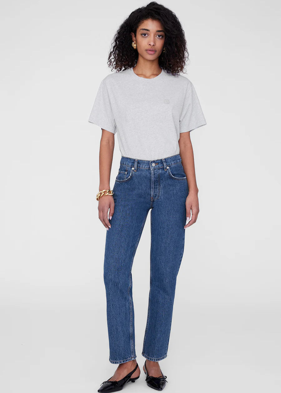 Lili Tee Framed Monogram in Heather Grey