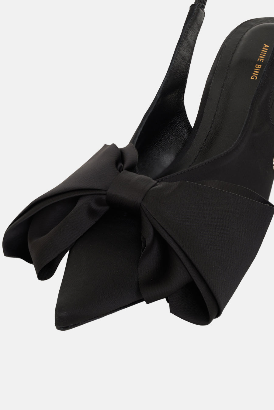 NINA HEELS WITH BOW - BLACK SATIN