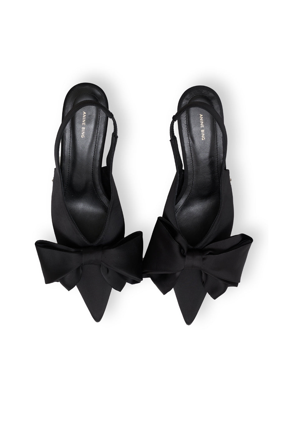NINA HEELS WITH BOW - BLACK SATIN