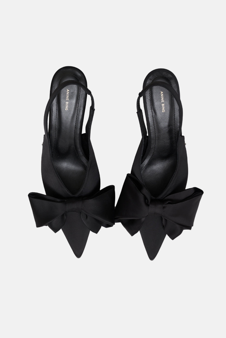 NINA HEELS WITH BOW - BLACK SATIN