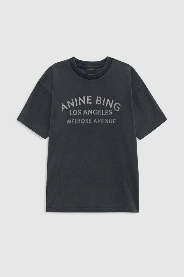 Cade Tee Melrose Stencil in Washed Black