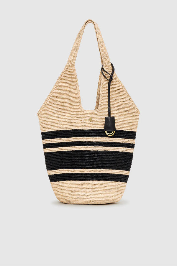 Leah Stripes Hobo Raphia Bag