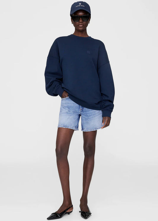 Miles Sweatshirt Framed Monogrom in Washed Navy