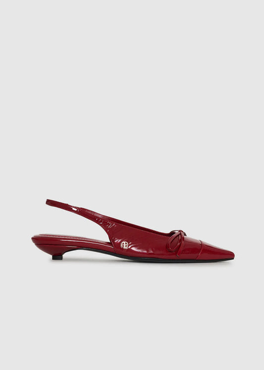 Zoey Slingback Heels  in Crinkled Red