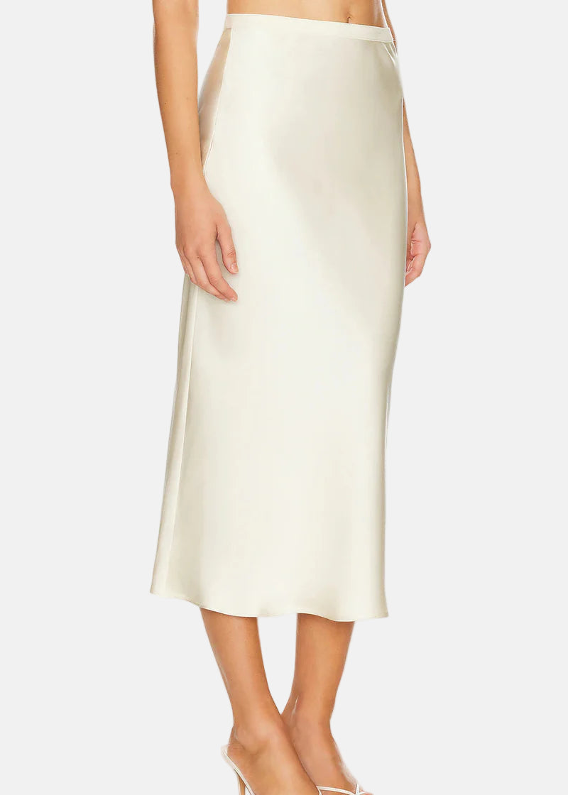Bar Silk Skirt Snow in White