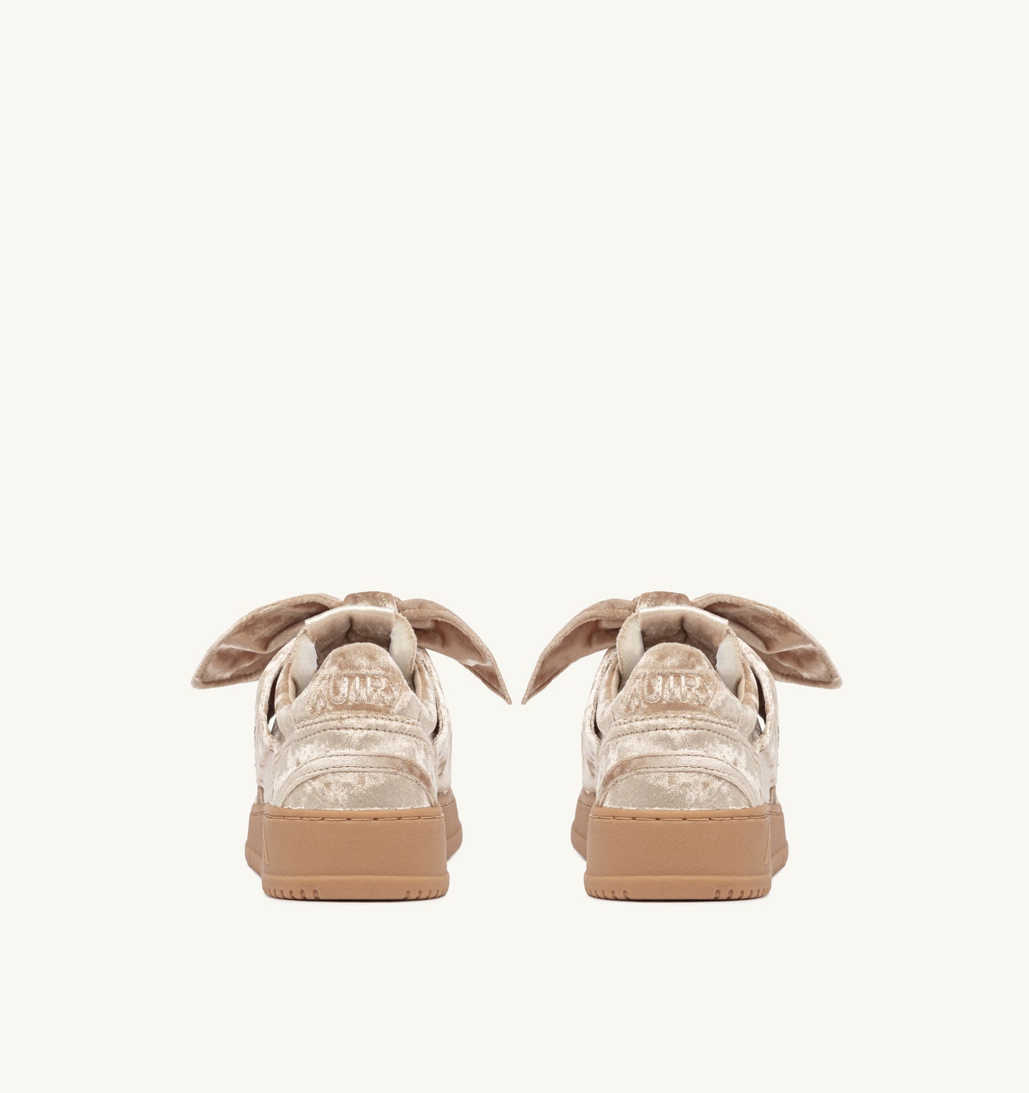 Medalist Low Bow Velvet Sneakers in Gold