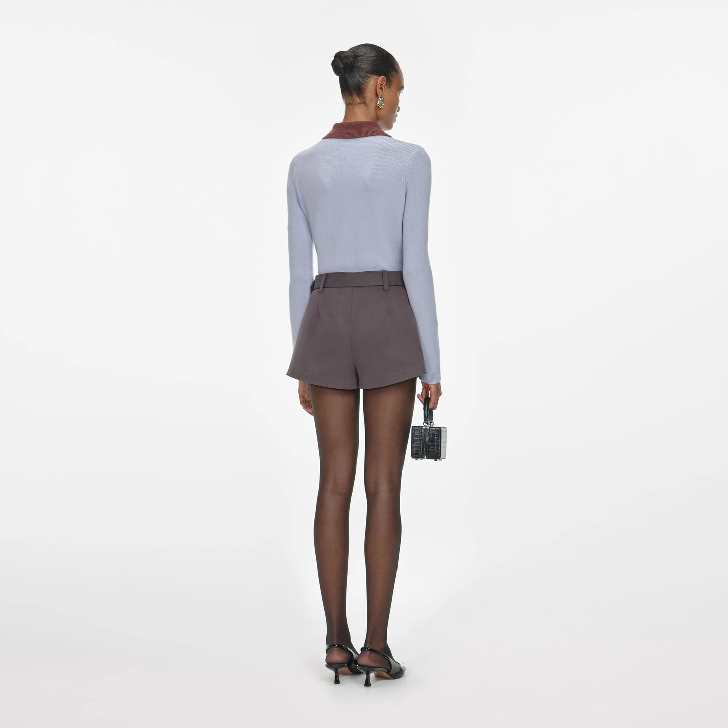 Contrast Collar Knit Top in Blue