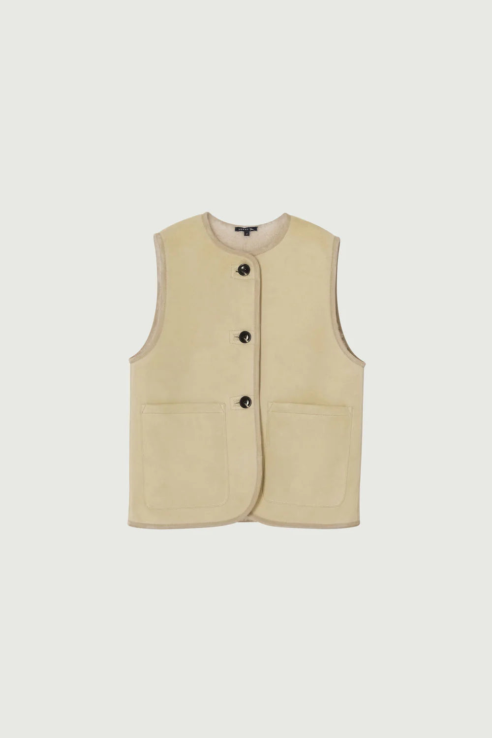 DUOMO - SLEEVELESS LAMB LEATHER JACKET - CREAM - SOUER