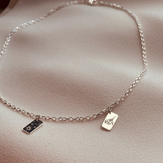 Story Necklace with 3 Slips in Sterling Silver