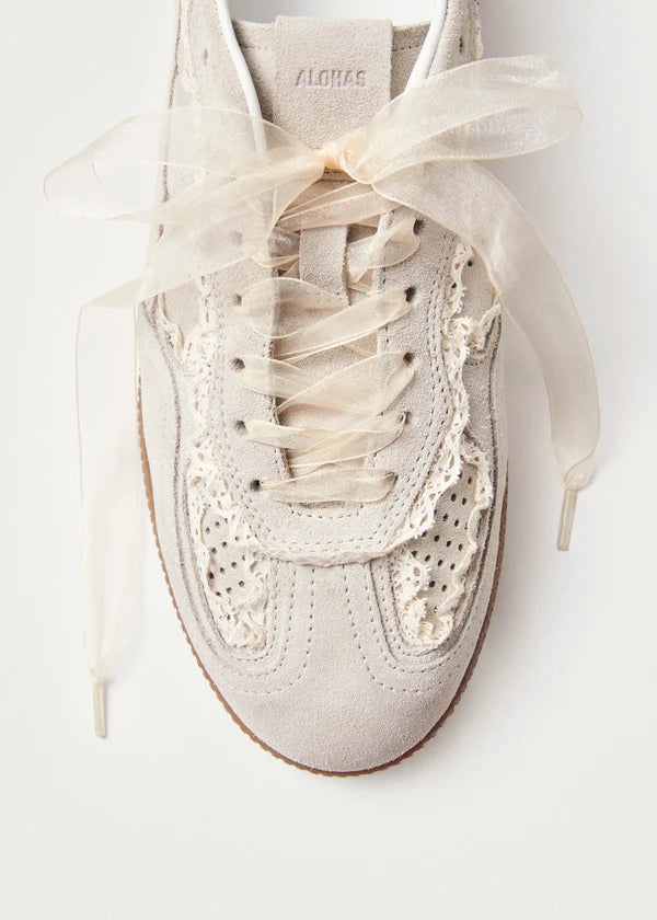 TB490 Crochet Sneakers in Cream Leather