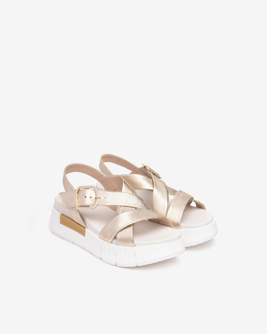 Criss Cross Sandal in Gold