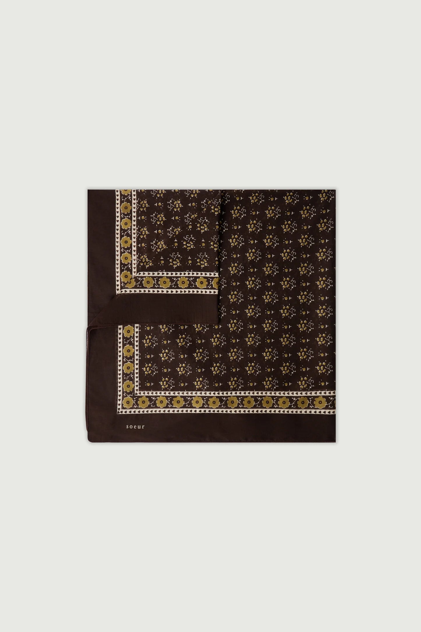 Classic Printed Cotton Scarf in Brown
