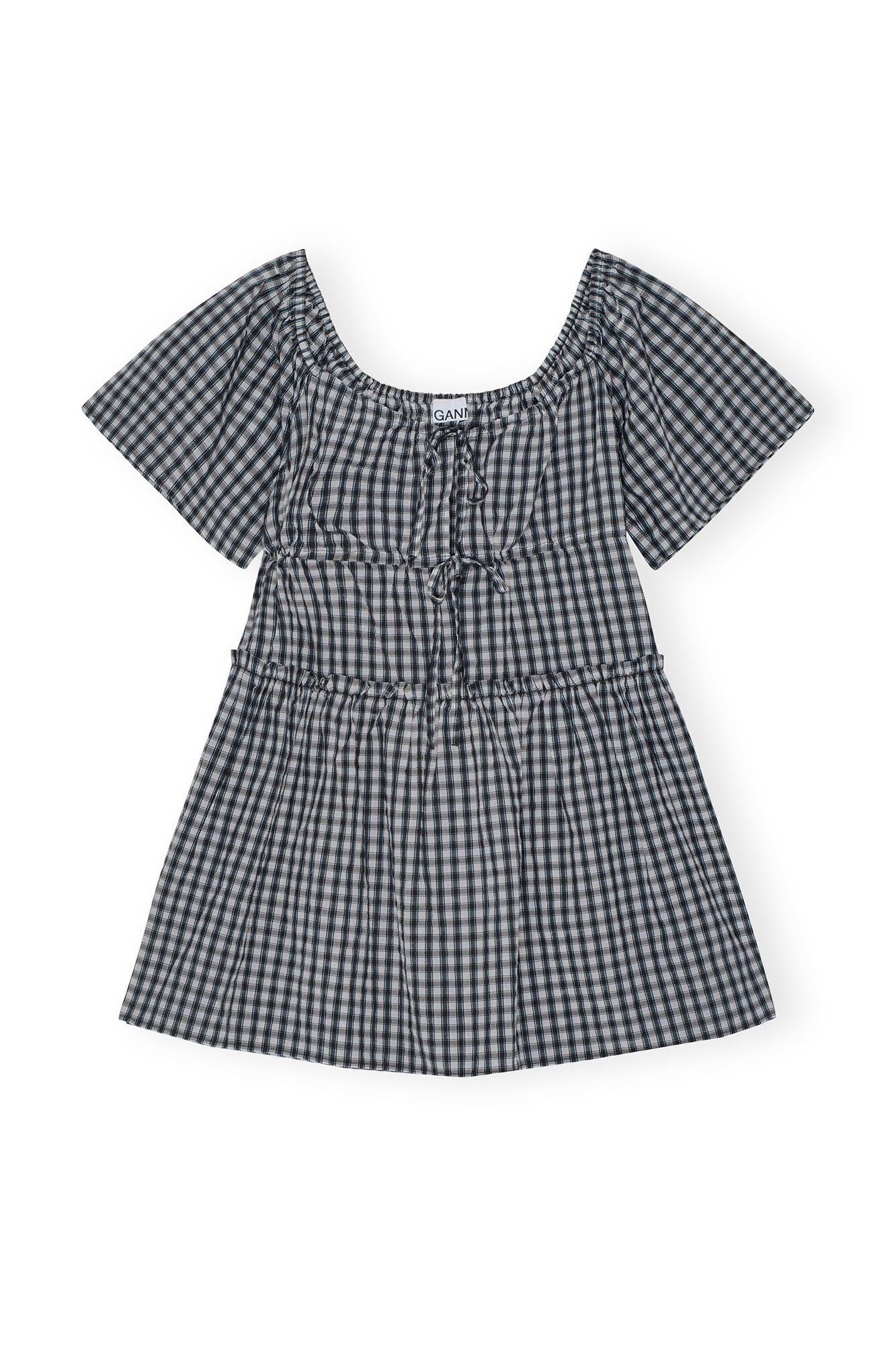 SEERSUCKER CHECK MINI DRESS - GANNI
