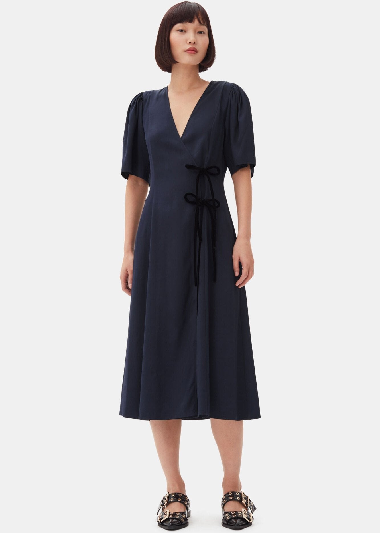 Wrap Midi Dress in Sky Captain