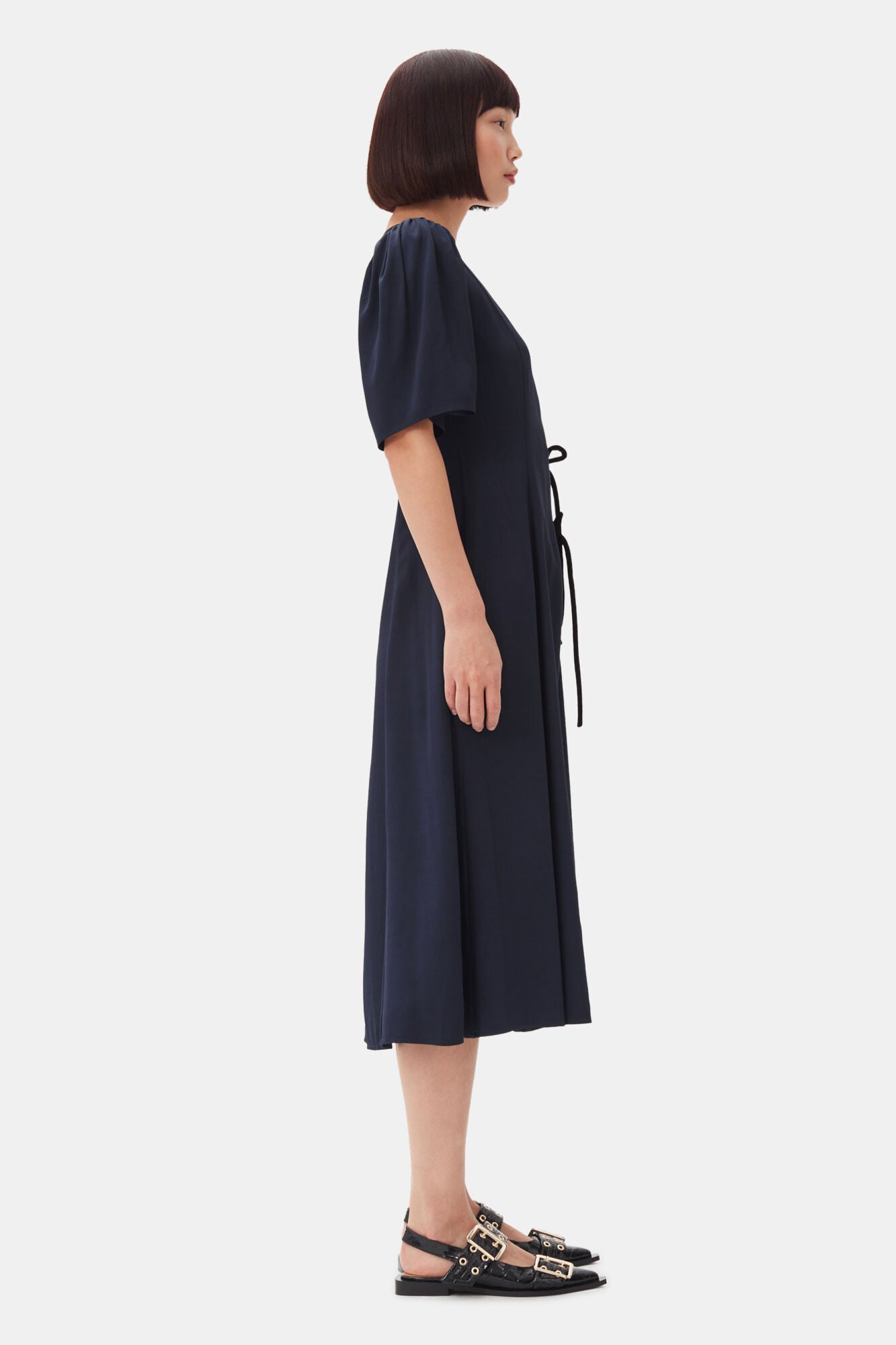Wrap Midi Dress in Sky Captain