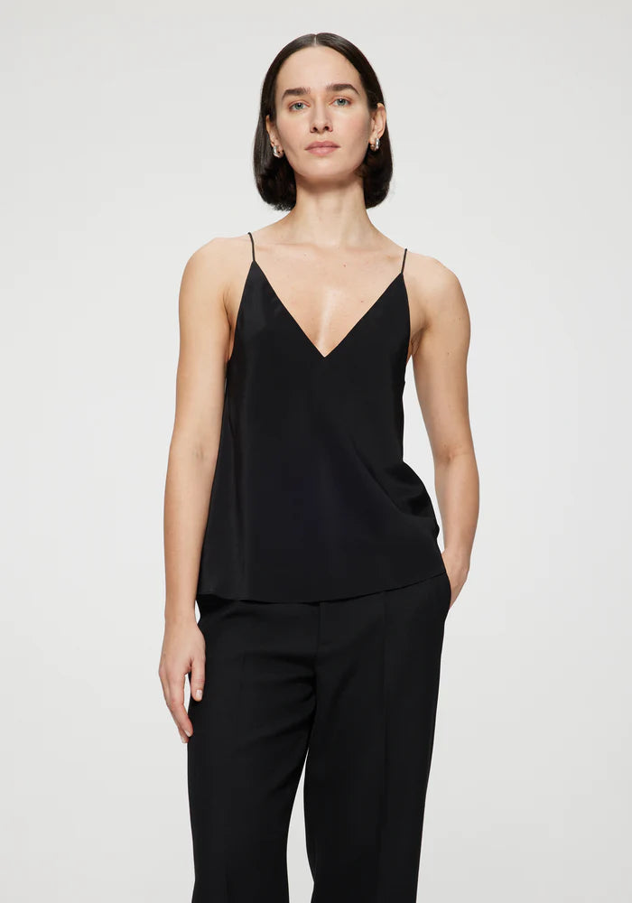 Silk Camisole Top in Black