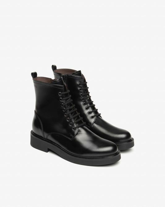 Lace Up Combat Boot in Black