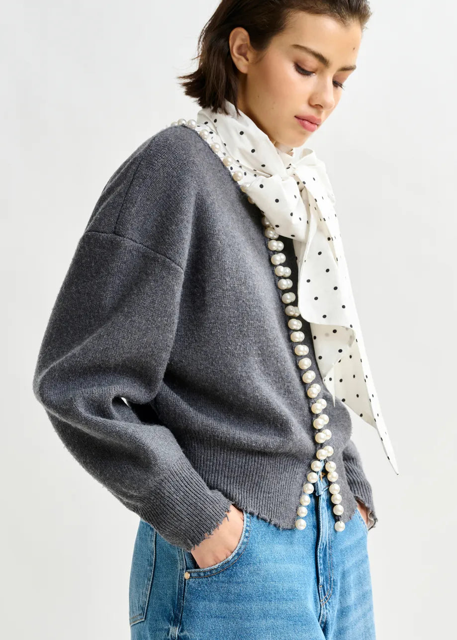 Knit Cardigan with Beads